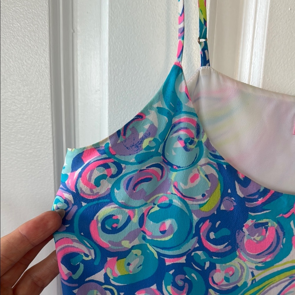 Zanna Print Slip Dress 100% Silk Colorful Swirl Pattern XS - Picture 4 of 7
